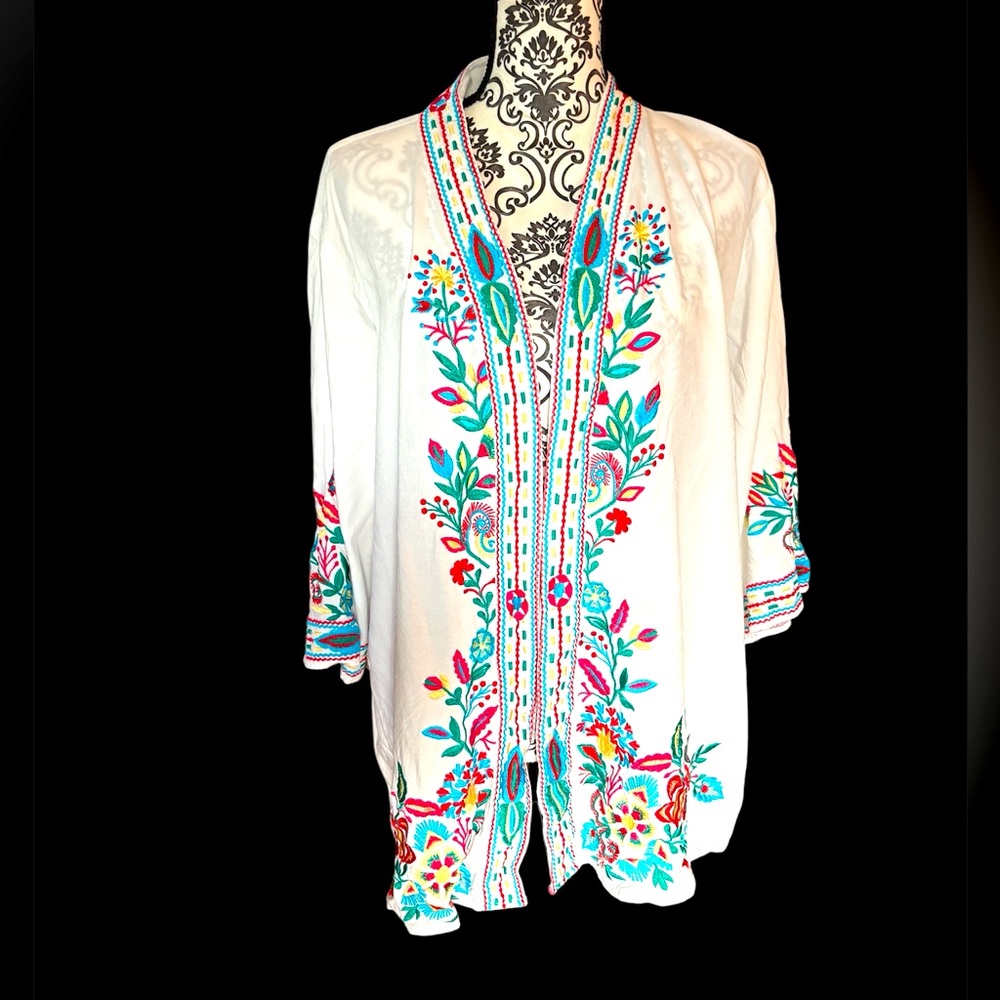Floral Embroidered Swim Coverup 3X